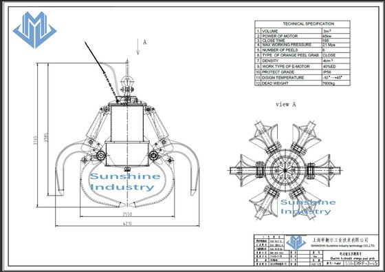 Elektrischer hydraulischer Greifer der orange Schale für Abfalleinäscherungs-Kraftwerk